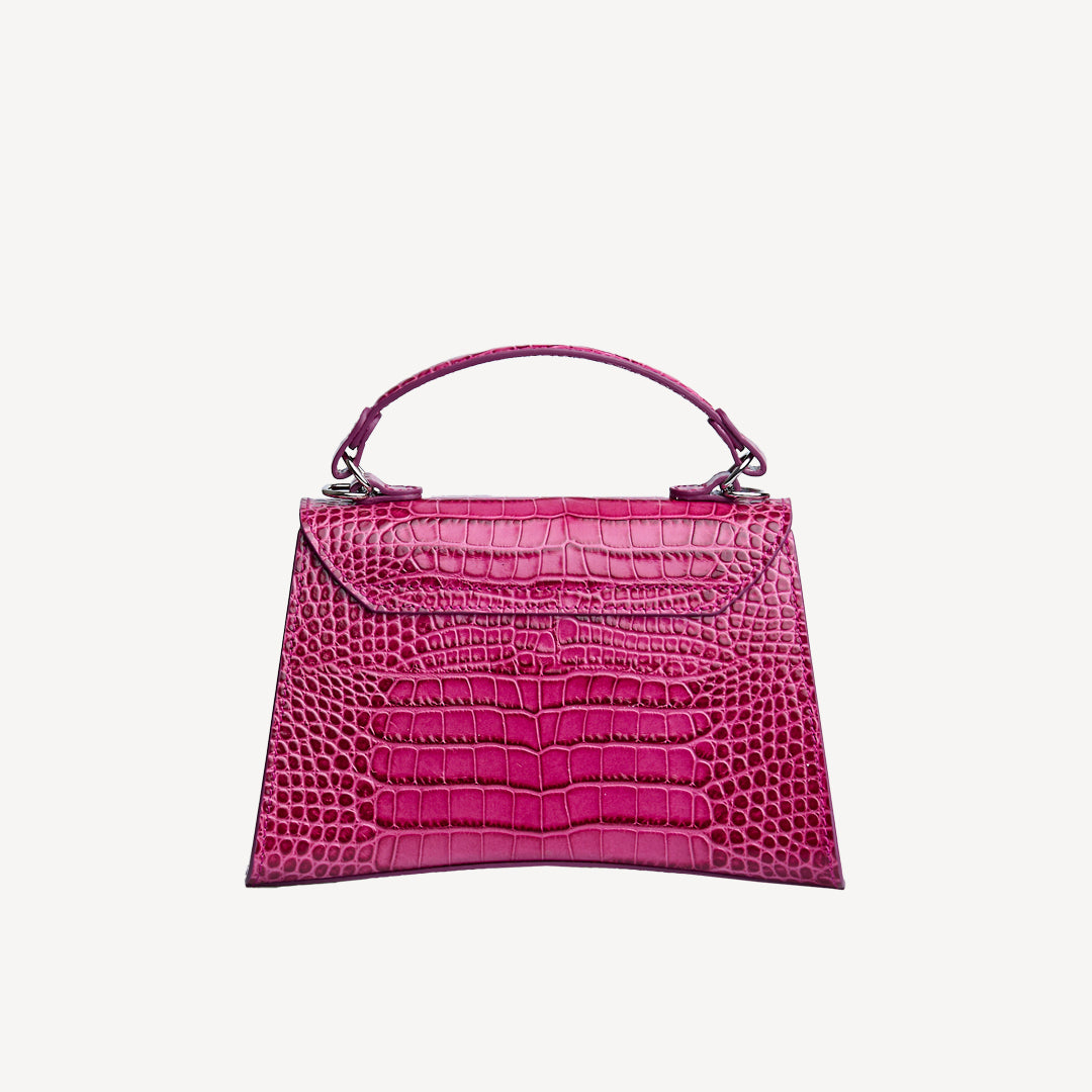 ROMONT | Umhängetasche Croco blush pink/silber - von hinten
