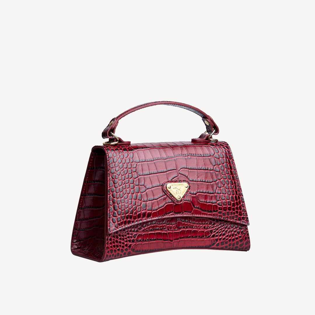 ROMONT | Umhängetasche Croco antique rot/gold - seitlich