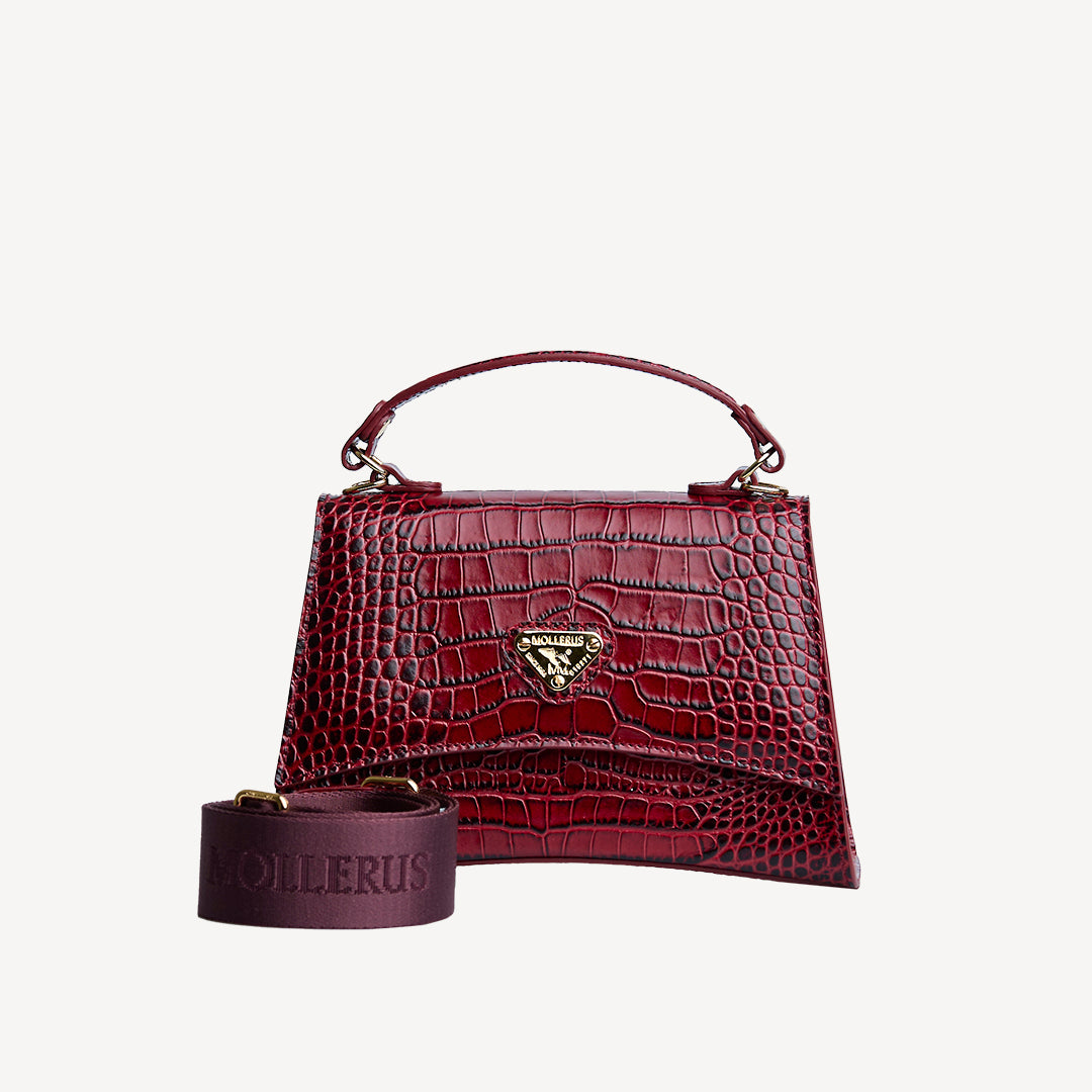 ROMONT | Umhängetasche Croco antique rot/gold - frontal