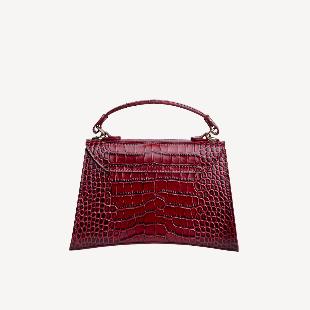 ROMONT | Umhängetasche Croco antique rot/gold - von hinten