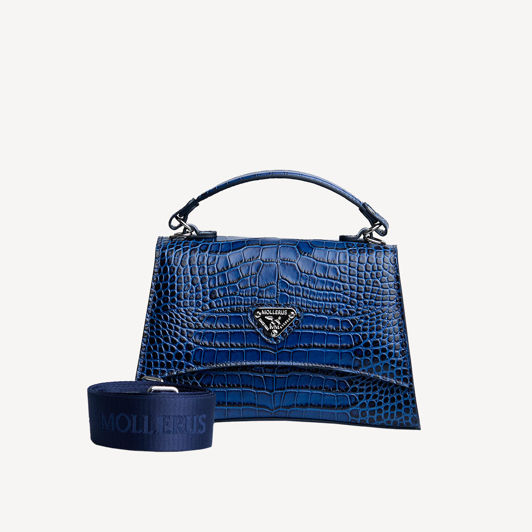 ROMONT | Umhängetasche Croco sapphire blau/gold - front
