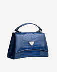 ROMONT | Umhängetasche Croco sapphire blau/gold - seitlich