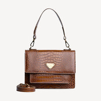 FEY | Borsa a spalla Croco miele marrone/oro