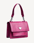 FEY | Sac bandoulière Croco rose blush/argent