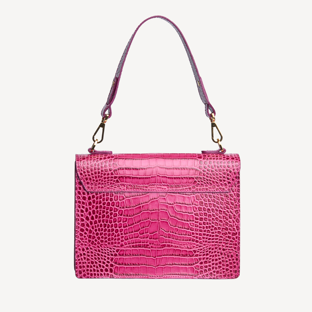 FEY | Schultertasche Croco blush pink/silber -von hinten