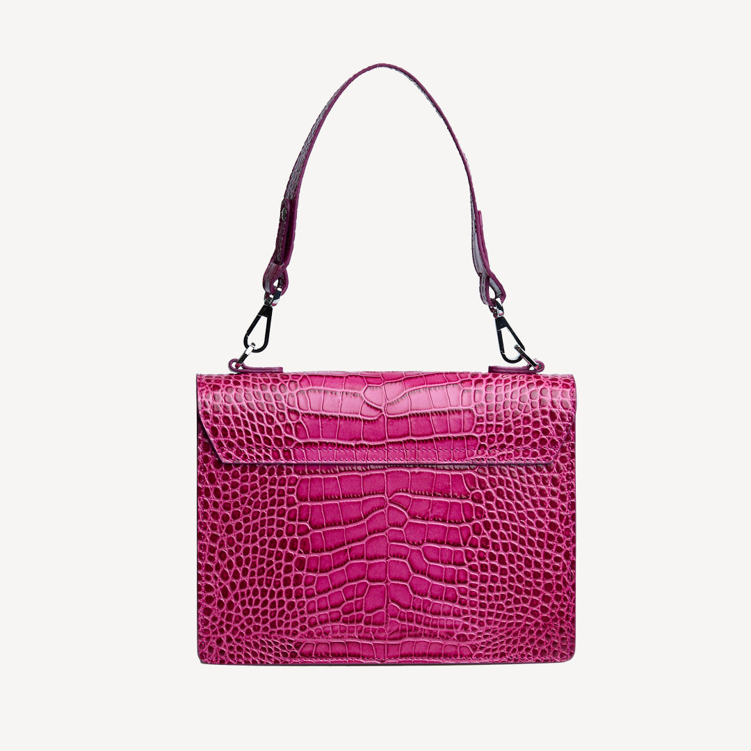 FEY | Schultertasche Croco blush pink/silber