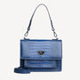 FEY | Schultertasche Croco sapphire blau/silber - frontal