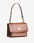 URSY | Borsa a tracolla Croco honey marrone/oro - vista laterale