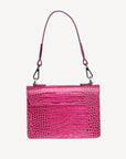 URSY | Sac bandoulière Croco rose blush/argent