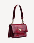 URSY | Umhängetasche croco antique rot/gold - seitlich