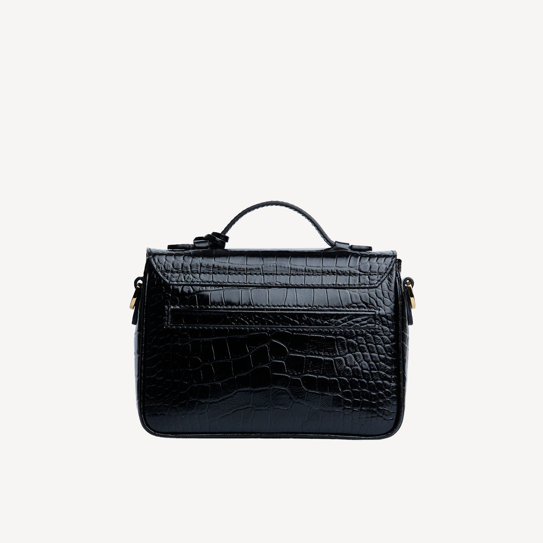 MEYRIN | Umhängetasche croco schwarz/gold - von hinten