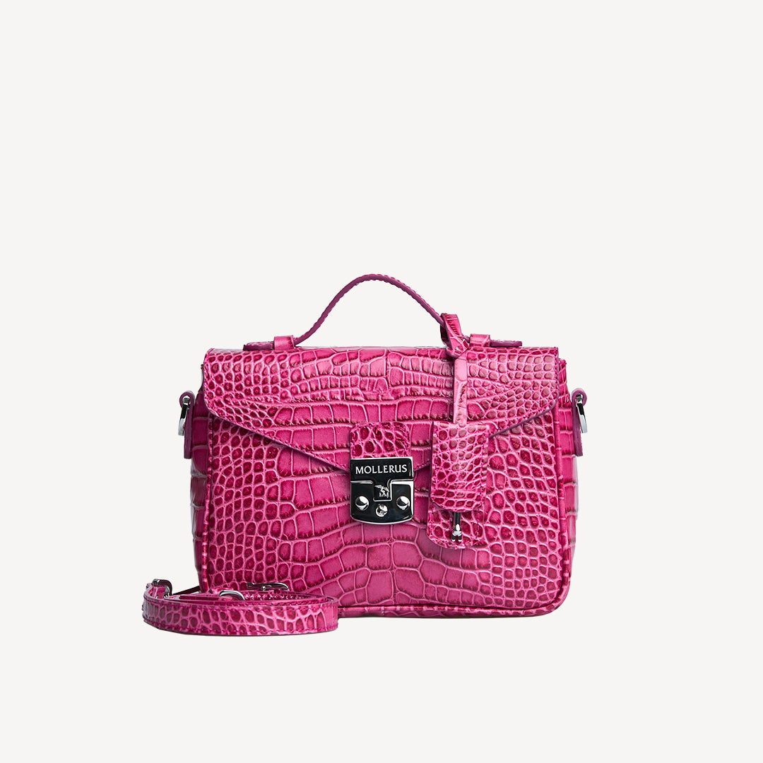 MEYRIN | Umhängetasche croco blush pink/silber - frontal