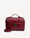 MEYRIN | Umhängetasche croco antique rot/gold - frontal