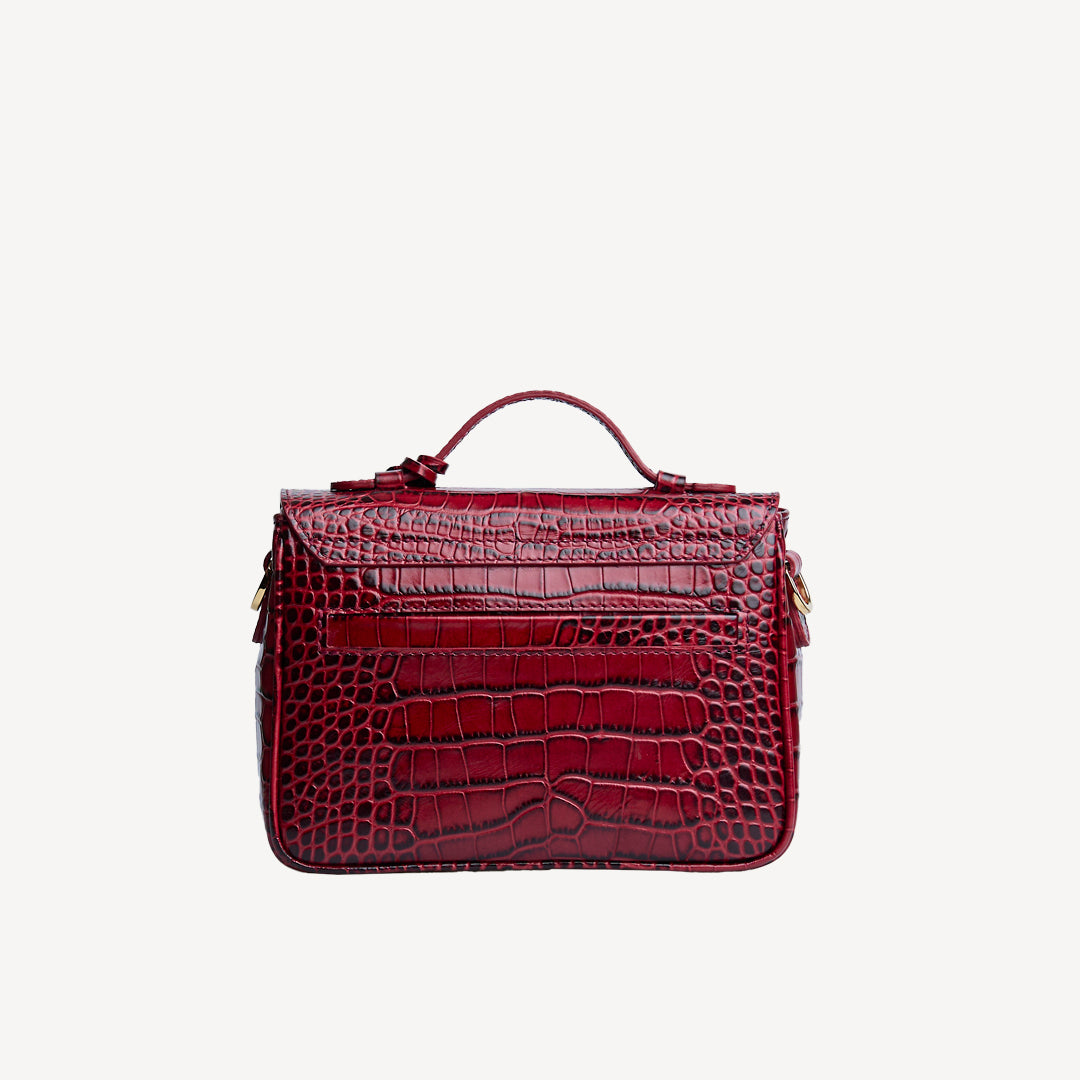 MEYRIN | Umhängetasche croco antique rot/gold - von hinten