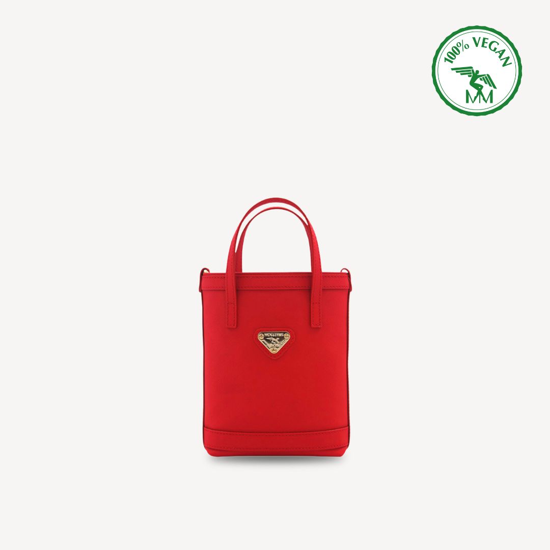 POMY | Shopper in pelle di mela/rosso/oro - fronte