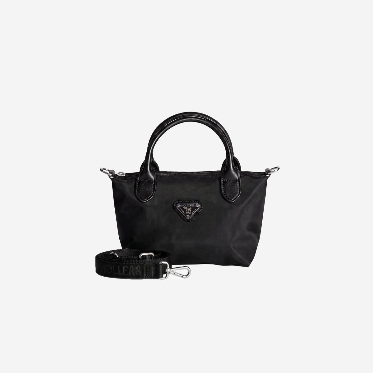 VALS | Umhängetasche Nylon classic schwarz/silber - frontal