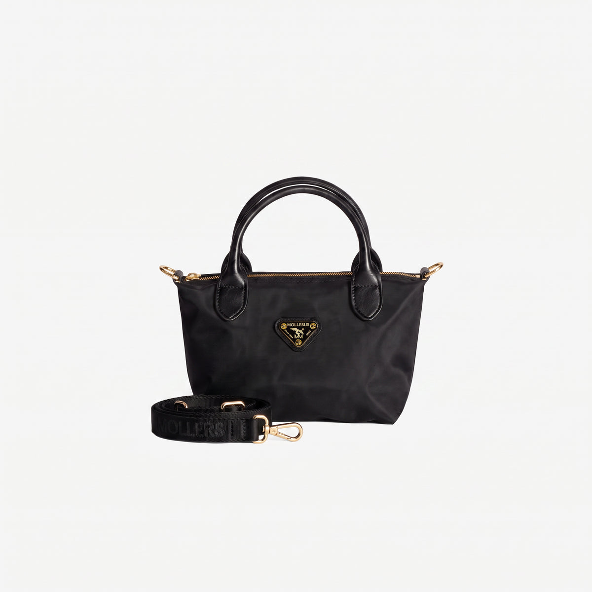 VALS | Umhängetasche Nylon classic schwarz/gold - frontal