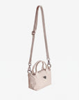 VALS | Umhängetasche Nylon pearl weiss/silber - mit Riemen seitlich