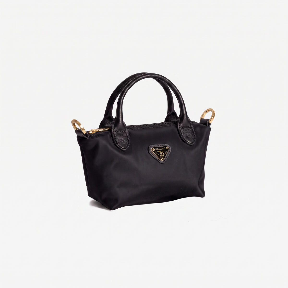 VALS | Umhängetasche Nylon classic schwarz/gold - seitlich