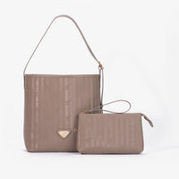 BANNWIL | Borsa a sacchetto taupe grigio/oro