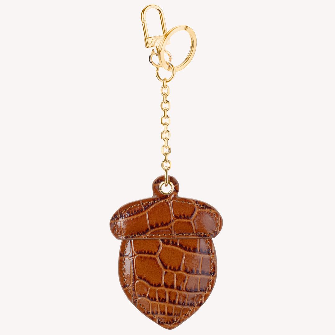 SCHLÜSSELANHÄNGER | Umhängetasche Croco honey braun/gold - frontal