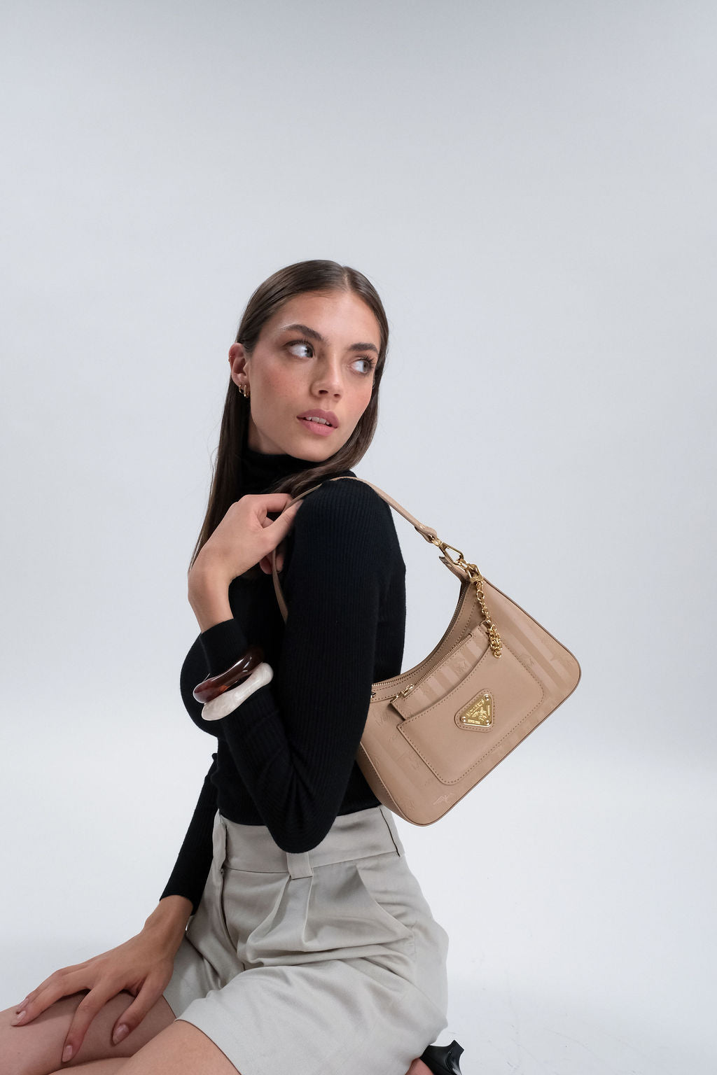 CASTIEL | Shoulder bag cappuccino beige/gold