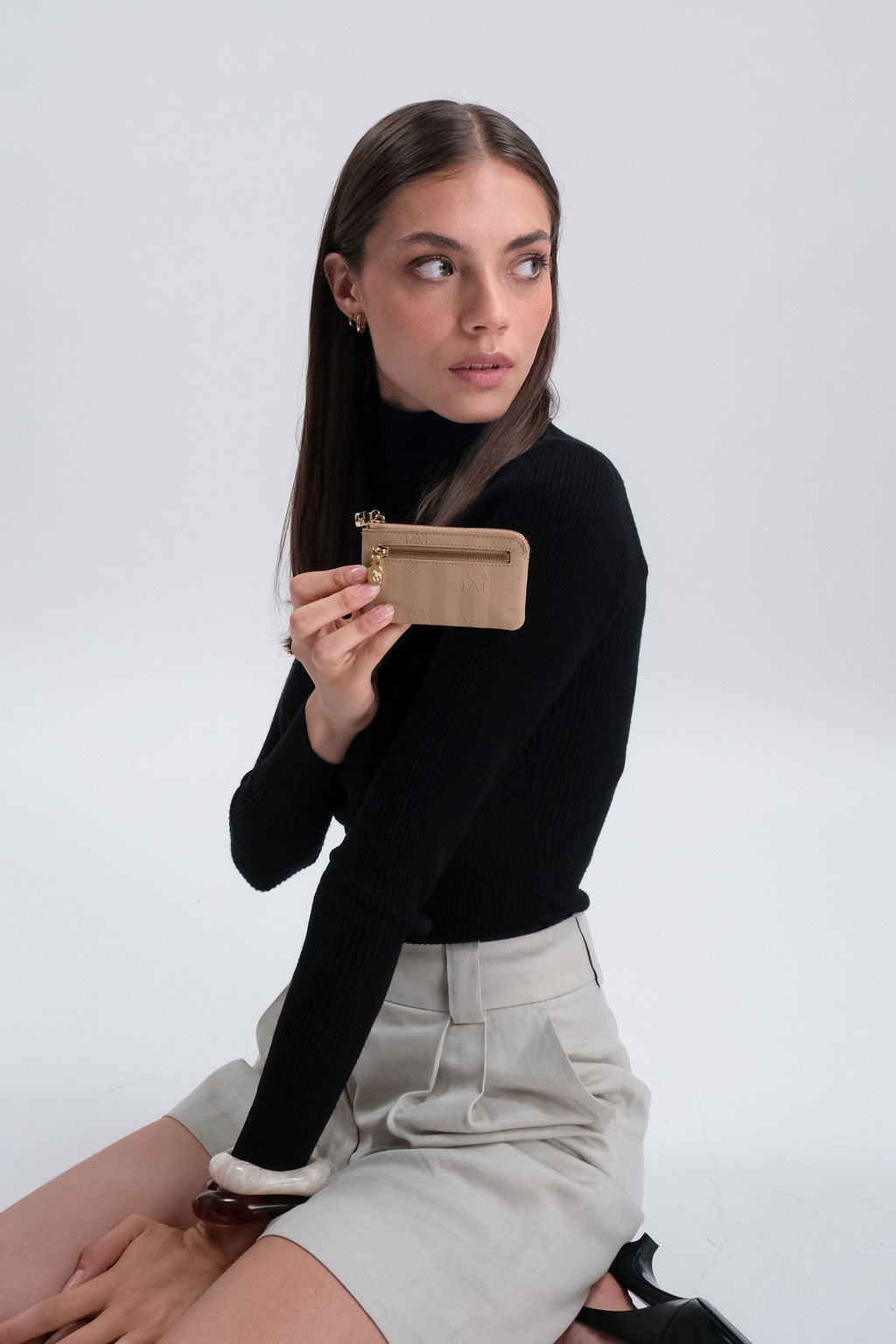 AUBRIG | Key case cappuccino beige/gold