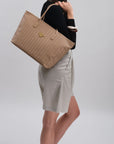 WINTERTHUR | Sac cabas zippé beige cappuccino/doré