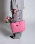 GENÈVE | Sac shopper rose/argenté