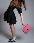 MARLY | Sac bandoulière rose bulle/argent