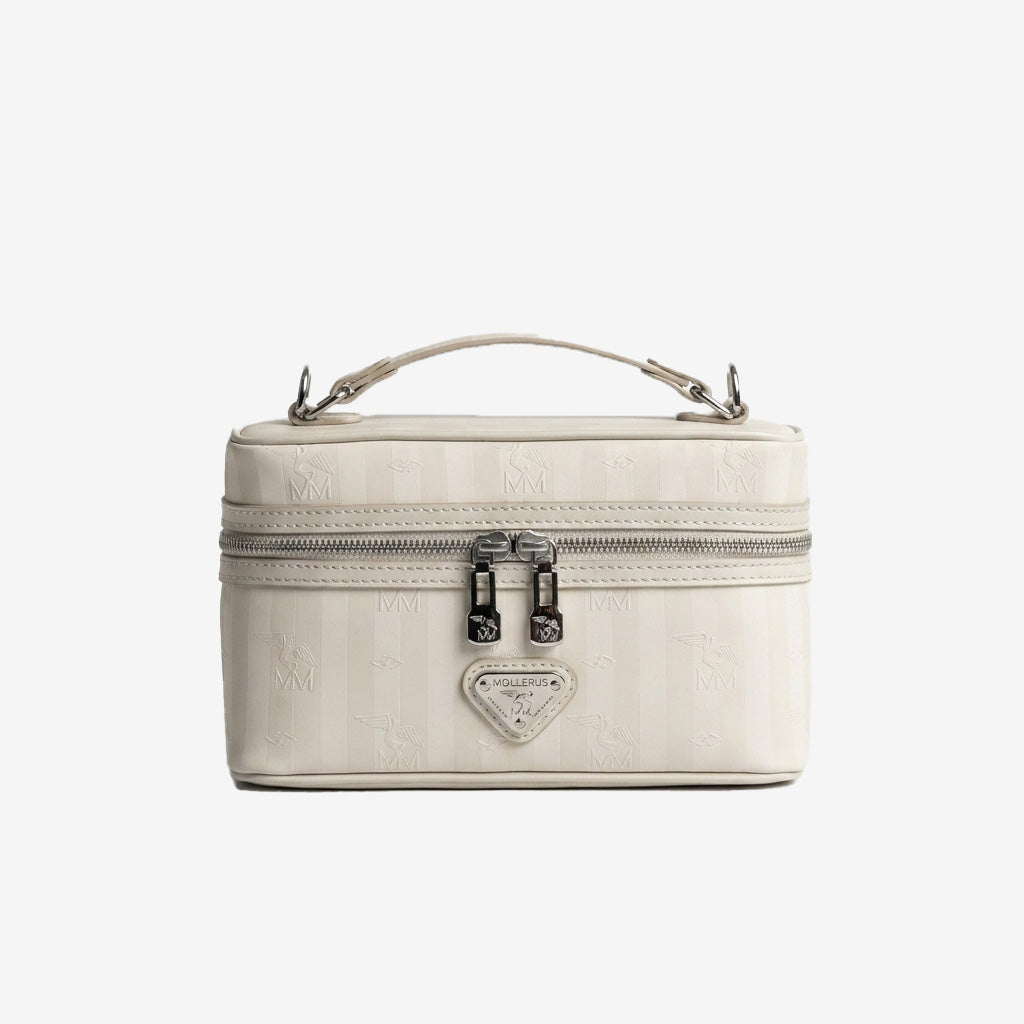 MOUTIER | Umhängetasche pearl weiss/silber - frontal