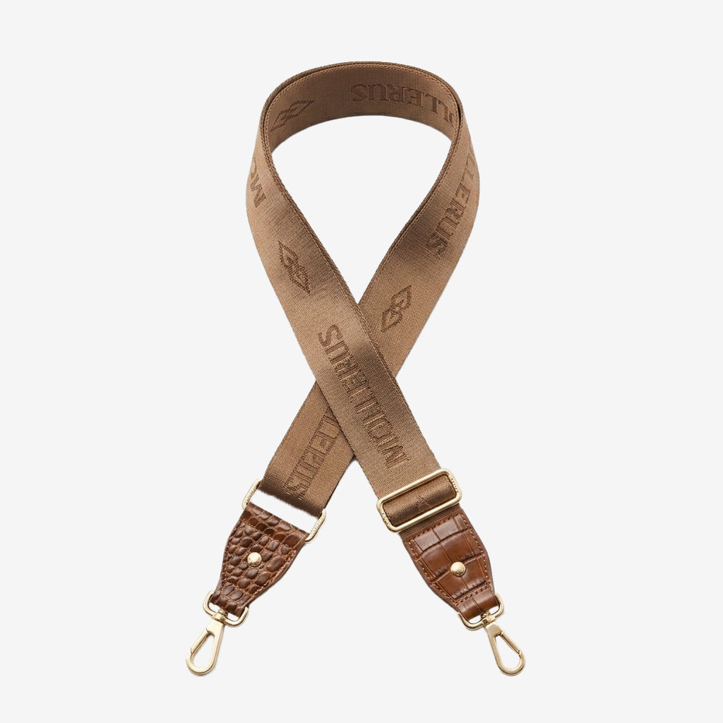 ALADDIN | Schulterriemen croco honey braun/gold - frontal