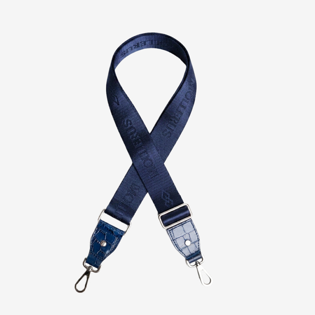 ALADDIN | Schulterriemen croco sapphire blau/silber - frontal
