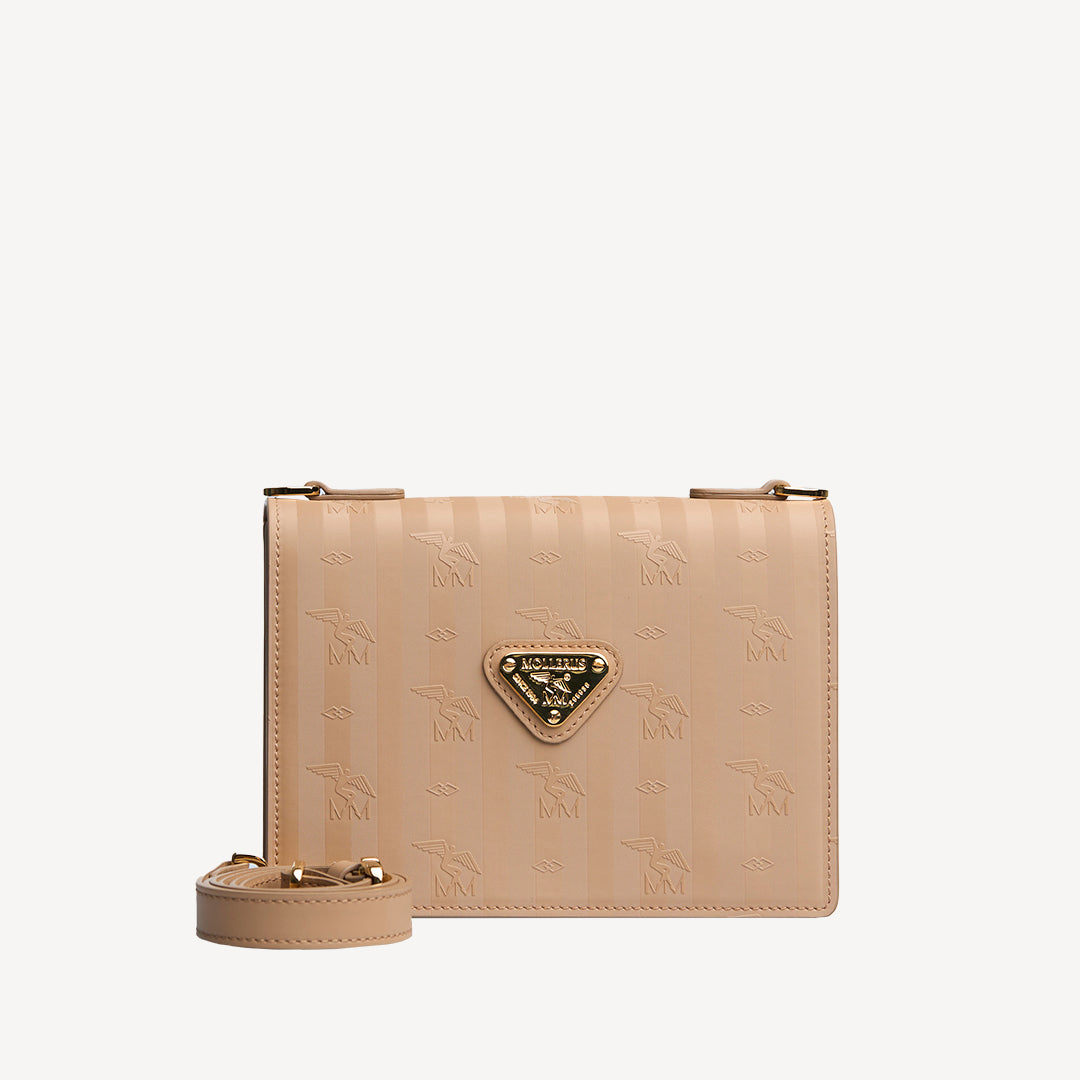 MELIDE | Umhängetasche cappuccino beige/gold - frontal