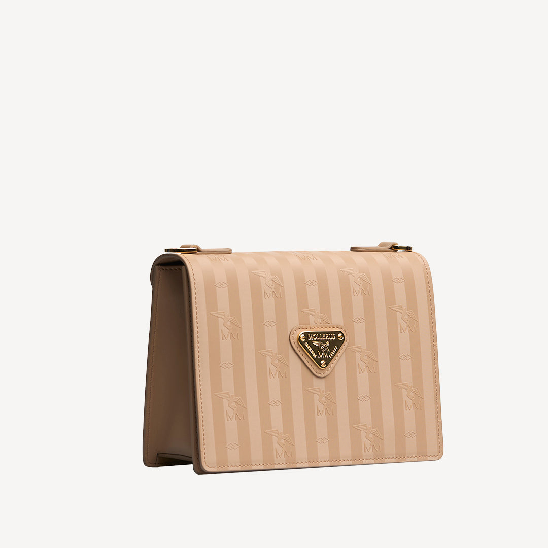 MELIDE | Umhängetasche cappuccino beige/gold - seitlich
