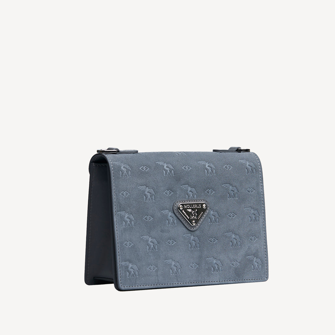 MELIDE | Umhängetasche Velour elephant grau/silber - seitlich
