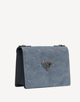 MELIDE | Umhängetasche Velour elephant grau/silber - seitlich