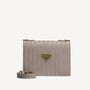 MELIDE | Umhängetasche taupe grau/gold - frontal
