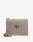 MELIDE | Umhängetasche taupe grau/gold - frontal
