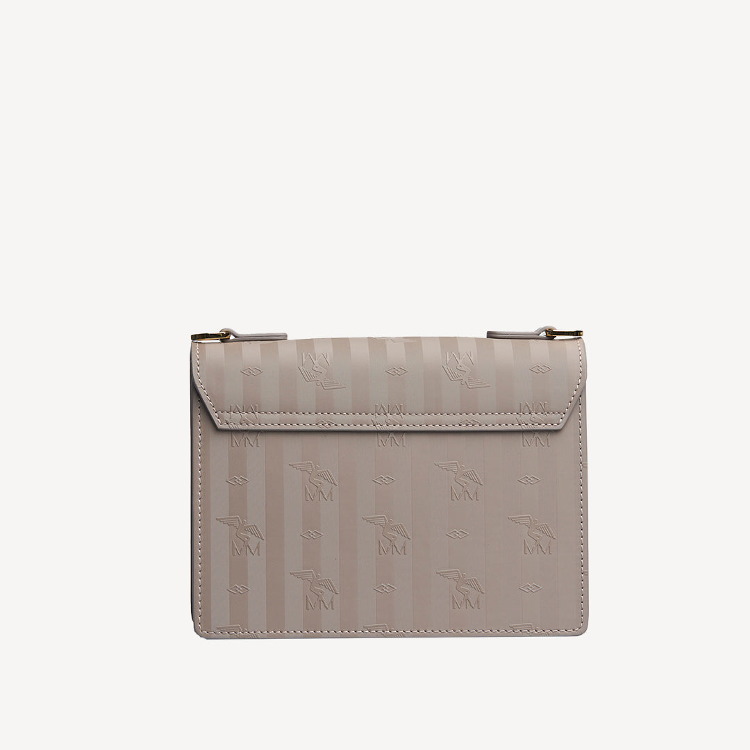 MELIDE | Umhängetasche taupe grau/gold - von hinten