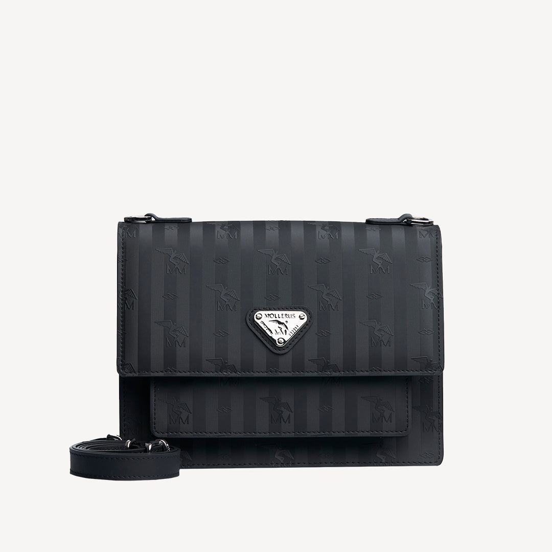FEY | Umhängetasche classic schwarz/silber - frontal