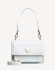 URSY | Umhängetasche croco snow weiss/gold - FRONTAL