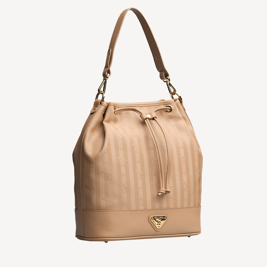 NIESEN | Beuteltasche cappuccino/gold - seitlich