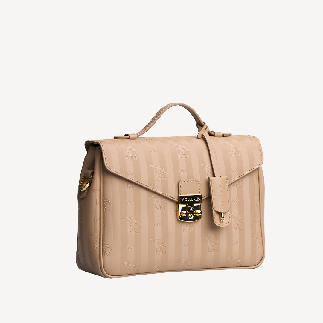 MARLY | Umhängetasche cappuccino/gold - seitlich