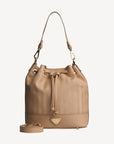 SION | Beuteltasche cappuccino beige/gold - frontal