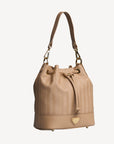 SION | Beuteltasche cappuccino beige/gold - seitlich
