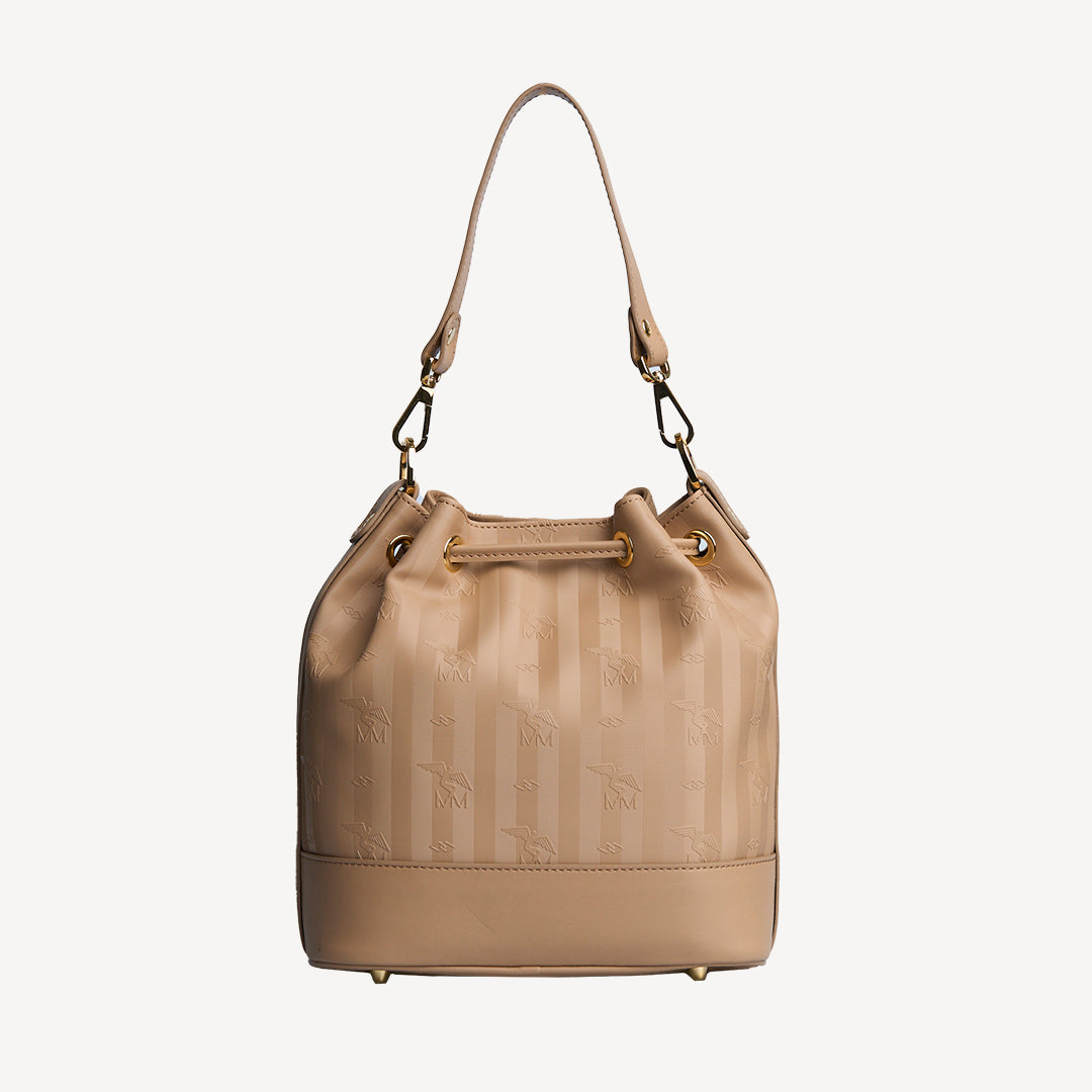 SION | Beuteltasche cappuccino beige/gold - von hinten