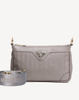 FLUMS | Umhängetasche taupe grau/gold - frontal
