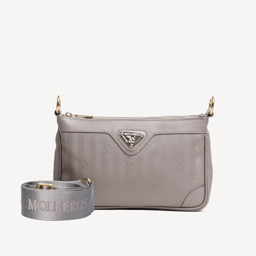 FLUMS | Umhängetasche taupe grau/gold - frontal