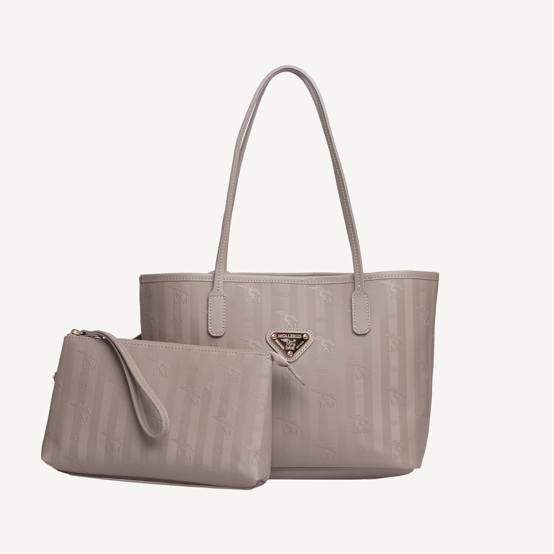 GENF | Shopper taupe grau/gold - frontal